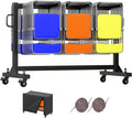 Specraft Folding Chair Rack and Table Cart for 12 Tables or 42 Chairs, 550 lbs Capacity, PU Wheels, Dust Cover, Elastic Cords, Black