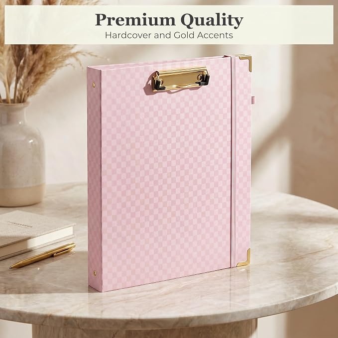 Aesthetic Clipboard Binder with Dividers - Document Organizer and Clipboard Folder for Work - Sturdy 3 Ring Binder & Planner Folio for Streamlined School Projects, Notes and Daily Office Productivity