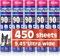 BEAH Large Lint Roller for Pet Hair Extra Sticky,9.45''Pet Hair Removal Tool Roller for Pet Dog Cat Hair (5 Long Rolls)