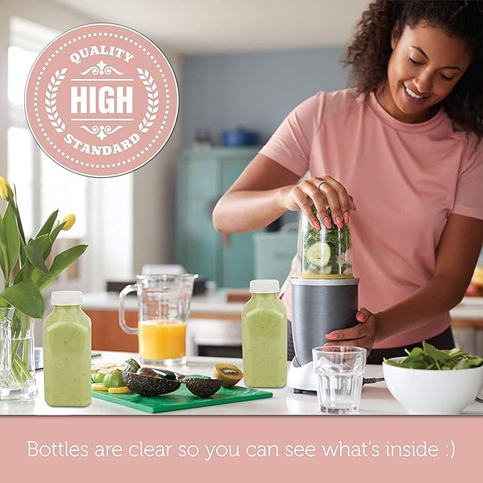 Disposable Plastic Juice Bottles-16 Oz with Lids | 160 Pack | for Water, Orange Apple Lemon Juicing, Smoothies, Milk, Reusable, BPA Free, Tamper-Proof Caps, Catering, Takeout