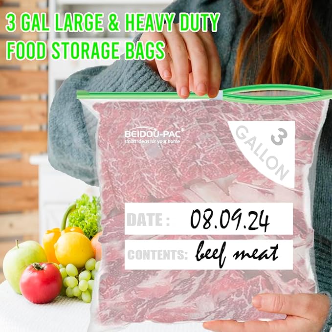 BEIDOU-PAC Combo Large Slider Storage Bags 80 Count, 2 Gallon & 3 Gallon Resealable Variety Pack With Organizer, Reclosable Clear Plastic Bags (Variety Pack)