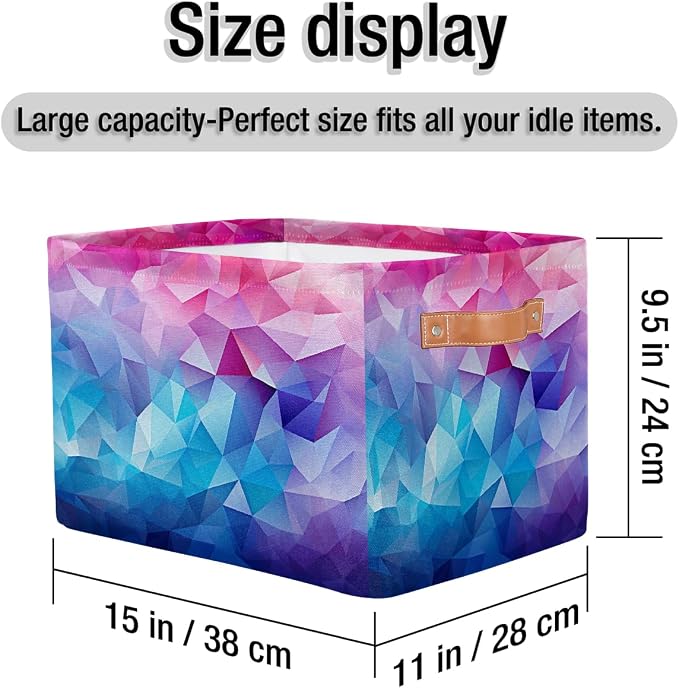 Rectangle Storage Baskets for Shelves, Abstract Pink And Blue Texture Storage Cube Organizer Bins Collapsible Toy Basket for Nursery Home Room