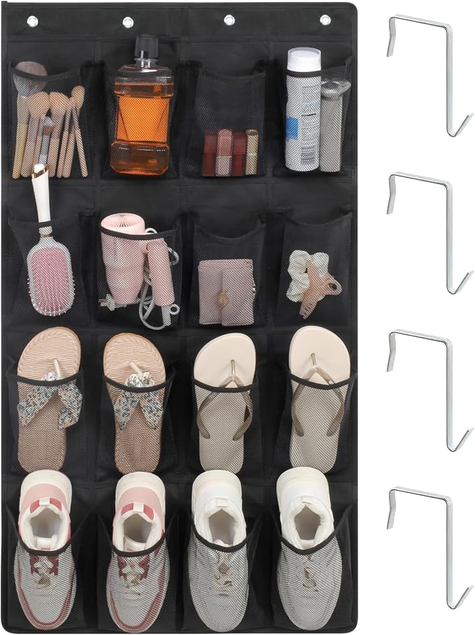 F-color Over the Door Organizer for Cruise - 16-Pocket Hanging Organizer | Tool-Free Mount with 4 Metal Hooks, See-Through Mesh Pockets, Lightweight & Foldable, Space-Saving for Travel and Daily Use