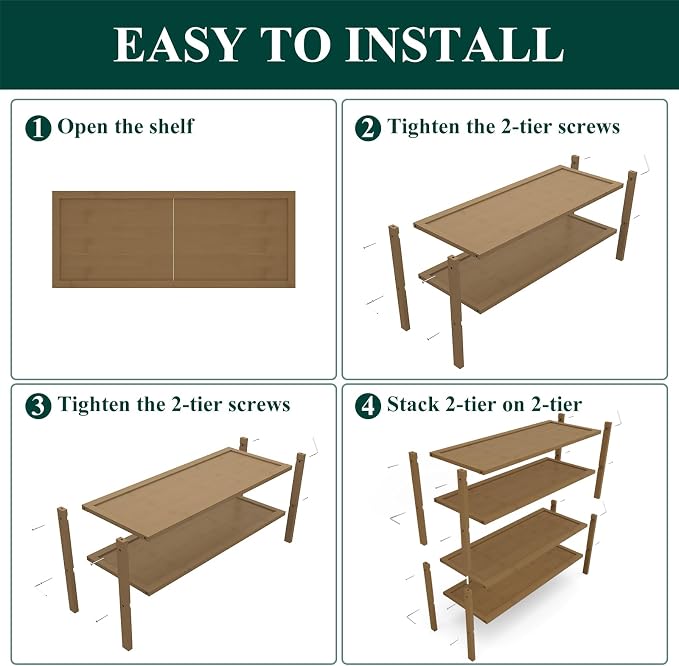 Smiry Bamboo Shoe Rack, 4 Tier Shoe Organizer for Entryway & Closet, Stackable Free Standing Storage Shelf for Shoes, Bags & Plants, Walnut