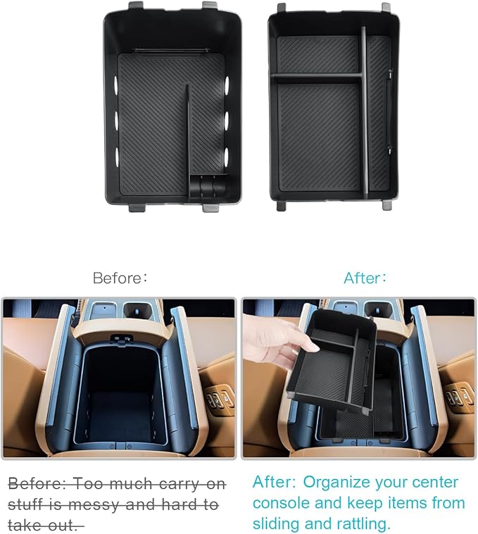 CDEFG 2Pcs for 2026 Hyundai Palisade Center Console Organizer for 2026 Hyundai Palisade Accessories Middle Console Double Organizers Armrest Storage Box(Only for 7-Seats w/Split Armrest Lid)