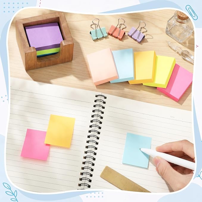 Eaasty Wood Sticky Note Holder Sets 1.5 x 2 Inch Sticky Note Dispenser with 8 Pads 100 Sheets Small Stick Notes Self Memo Pad Dispenser for School Office Home Desk Organizer Supplies