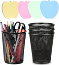 4 Packs Pen Holders, Mesh Pencil Holder Metal Pen Cup Black for Desk, Multifunctional Organizer for Office School Home Makeup Brush，Pencil Cup for Pen