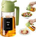 SWEET VIEW Oil Sprayer for Cooking 16oz/470ml | Glass Oil Dispenser/Pour Bottle, Kitchen Accessories, Kitchen Gadgets for Air Fryer, Salad, BBQ, with Stickers (Green)