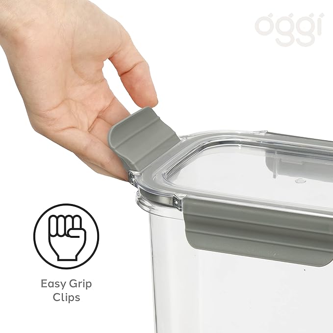 Oggi Clarity Leak-Proof Airtight Food Storage Container - Ultra clear, BPA free, Sealable Container with Lid, Ideal for kitchen storage, Kitchen Organization, Perfect Meal Prep Containers. 54oz/1.6lt