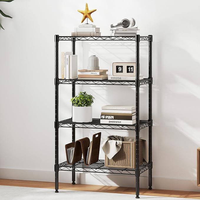 DUMOS 5-Tier Metal Storage Shelves, 23" W Adjustable Standing Storage Rack Shelf, Heavy Duty Steel Shelving Unit Organizers for Kitchen Bathroom Pantry Garage, 23.3" Wx13.4 Dx60 H