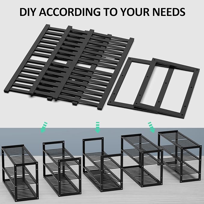 Jripae 3 Tier Bamboo Shoe Rack for Entryway Closet Bedroom Garage-27.5inch | 3 Tier Stackable Shoe Shelf Holder for Men/Women Hallway/Garage, Bookshelf, Flower Rack, Home Space Saving