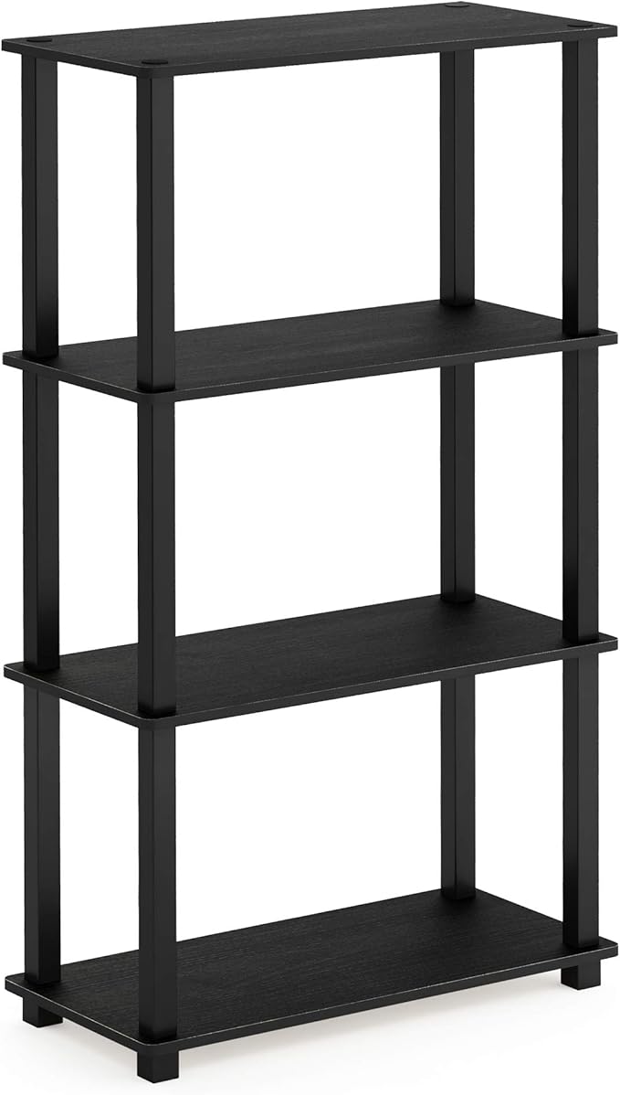 Furinno Turn-S-Tube 4-Tier Storage Shelves Bookshelf, Americano