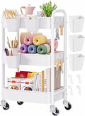3 Tier Rolling Cart Metal with Wheels, White Three Tiered Craft Cart Organizer on Wheels, Storage Utility Carts for Art, Baby Nursery,Diaper Caddy, Cleaning Supplies, Nail,Lash,Snack,Book,Roller Shelf