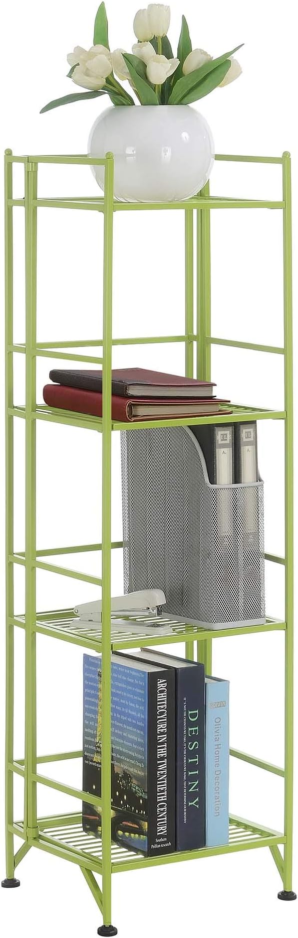 Convenience Concepts Xtra Storage 4-Tier Folding Metal Shelf, Lime
