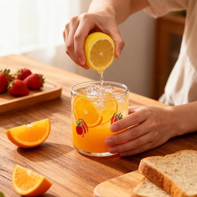 14 Ounce Icon Juice Glasses, Aesthetic Cocktail & Old Fashioned Drinking Glasses, Iconic Clear Glass Cups for Women, Sister, Friend & Party Gifts (Apple)