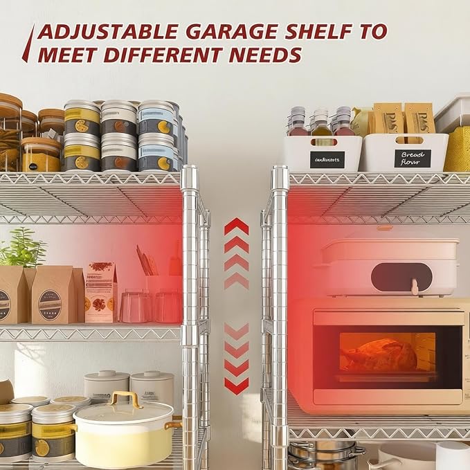 Xcity Storage Shelves, 6 Tier Heavy Duty Metal Shelving Unit, 2400 LBS Adjustable Steel Wire Shelf for Commercial, Pantry, Kitchen, Garage, 14" D x 30" W x 70" H, Chrome