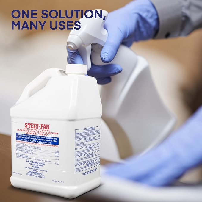 Steri-fab All-in-One Disinfectant Spray, 16 Ounce Sprayer Bottle | Kills Bed Bugs, Fleas, Mites, Roaches, Viruses, Fungi, & Odors, Quick-Drying, Non-Residual