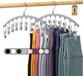 Volnamal Legging Organizer for Closet, Metal Yoga Pants Hanger w/Rubber Coated 1 Pack w/10 Clips Hold 10 Leggings, Hangers Space Saving Hanging Closet Organizer for Closet Organizers and Storage-Gray