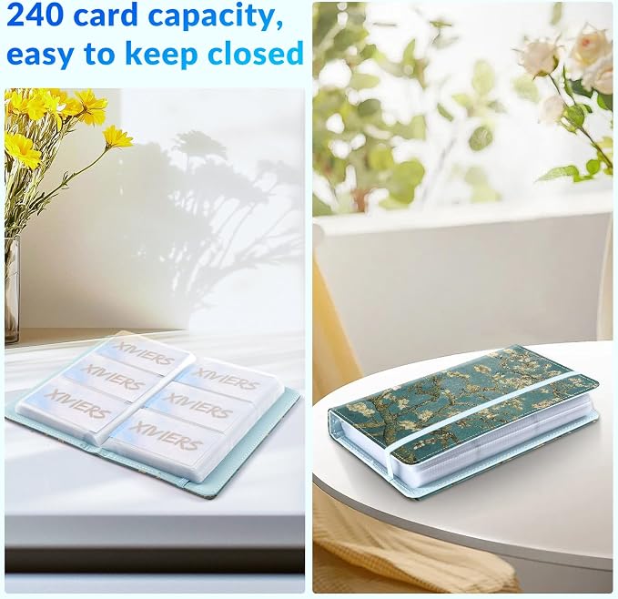 Pu leather business card organizer， 240 Capacity business card holder organizer，Credit card holder for women and men