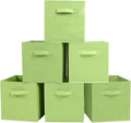 PowerKing Collapsible Storage Cubes, Farbic Storage Bins, Green, 6 Pack | Sturdy, Lightweight, Easy Pull Handle, Closet & Shelf Organizer, Clothes and Toys Storage, 10.5'' x 11'' x 10.5''