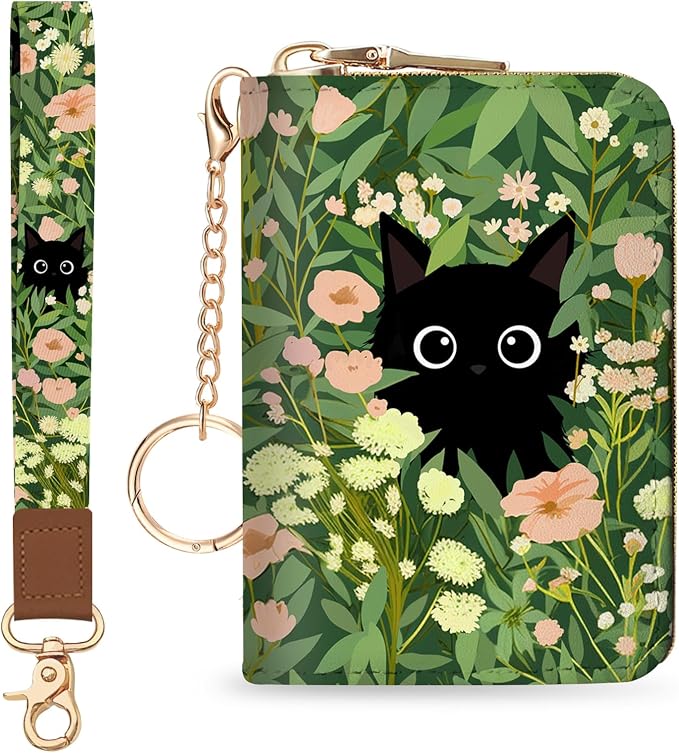 Blusabaca Women Credit Card Holder, Small RFID Wallet with Wristlet Strap | Removable Keychain, Case with Zipper, Vegan PU Leather, Cash Coin Pocket, Business Accordion Purse, Ladies Female Gift