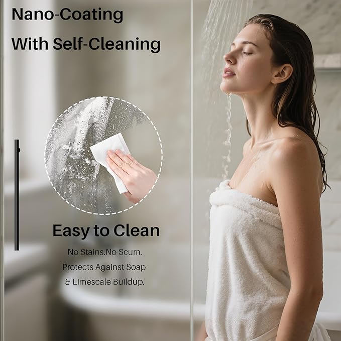 WinZo Frameless Shower Door 44-48 in W x 75 in H, Sliding Shower Door with 5/16"(8mm) Clear Tempered Glass Shower Door, Easy to Clean Bathroom, Silent Soft-Close Design, Brushed Nickel