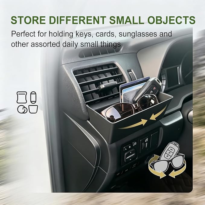 Air Vent Organizer for 2014-2024 Toyota 4Runner Driver Side Air Vent Extra Storage Tray Center Console Box for 14-24 4 Runner Interior Accessories(Fit 14-24/Air Vent Organizer)