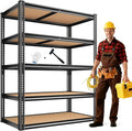 ROOMFAVE 5 Tier Storage Shelves, 2250LBS Heavy Duty Garage Shelving, Adjustable Metal Shelving Unit,Garage Storage Shelves for Pantry Basement Kitchen Warehouse,72" H x 35.56" W x 16" D Black