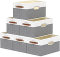 Yawinhe Fabric Storage Baskets,13.0x9.1x7.9in,White/Grey,6-Pack | Foldable Storage Bins for Shelves, Closet Bins for Organization, Collapsible Storage Baskets for Towels, Rectangle Basket