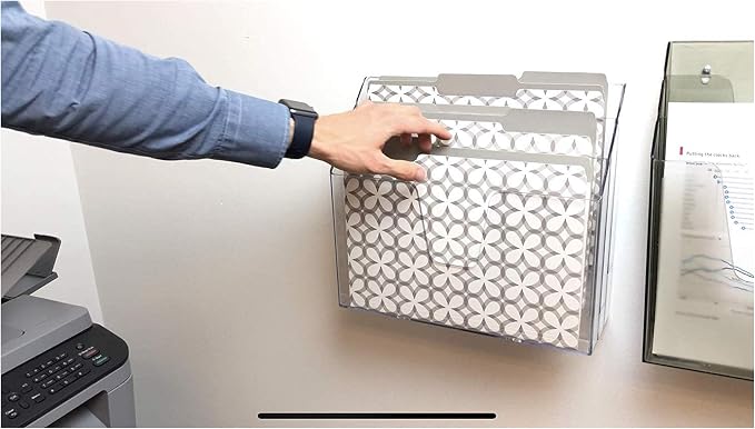 Acrimet Horizontal Triple File Folder Holder Organizer, Open Top Desktop Document Sorter for Letter Size Papers & Folders, Plastic (Clear Crystal) | 3 compartments to separate and organize documents, folders and papers
