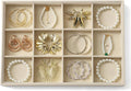 Large Jewelry Organizer for Drawer Insert Velvet Stackable Jewelry Trays for Earring Necklace Bracelet Ring Display (Beige, 12 Grids)