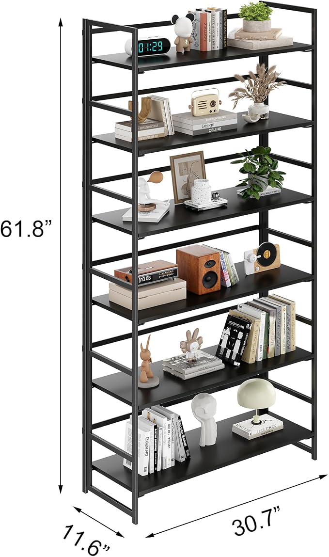 BHG Vintage Multifunctional Folding Bookshelf, No-Assembly Plant Stand Storage Rack Shelves for Home Office