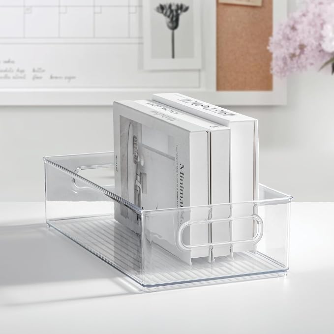 iDesign Stackable Fridge Bin, Clear, Set of 3 | Storage for Freezer or Pantry, Made in USA