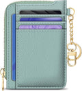 GIANCOMICS Slim Wallet Credit Card Holder Women, Light Green Rfid Blocking Small Card Case, Keychain Thin Pocket Curved Zipper Wallet, Travel Card Holder PU Leather ID Window, Ladies Female Gifts