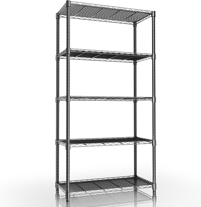 Xcity Storage Shelves, 5 Tier Heavy Duty Metal Shelving Unit, 2000 LBS Adjustable Steel Wire Shelf for Commercial, Pantry, Kitchen, Garage, 14" D x 36" W x 72" H, Chrome