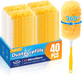 Alotiki Heavy Duty Duster Refills, 40 Count 360° Double-Sided Duster Refill and 1 Yellow Handle, Disposable Dusters Refill for Daily Dust Cleaning, Electronics, Furniture, Blinds, Ceiling Fans