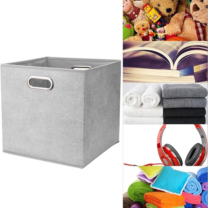 HSDTCollapsible Cloth Cubes Storage Bins Baskets Boxes Grey-White Lattice Pattern 10.5 x 10.5 x 11 Inches - Pack of 6,QY-SC14-6,Brush gradient(Set of 3)