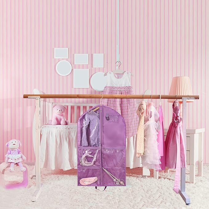 Garment Bag for Dance Costumes,40 inch Dance Garment Bags for Dancers Hanging Clothes Travel Storage,Kids Dance Recital Bags for Competition,Dance Recital Gifts for Girls,Zipper Pockets