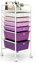 GOFLAME 6-Drawer Rolling Storage Cart, Multifunctional Art Craft Organizer Cart, Mobile Utility Storage Cart with Removable Drawers & Lockable Wheels, Craft Cart for Home Office, Purple Gradient