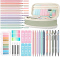 39PCS Aesthetic School Supplies with Cute Pencil Case, 5X Ballpoint Pens with Stylus Tip, 12X Pastel Highlighters, 6X Mechanical Pencil Set 0.5&0.7mm, Suit for Preppy School College Essentials(green)
