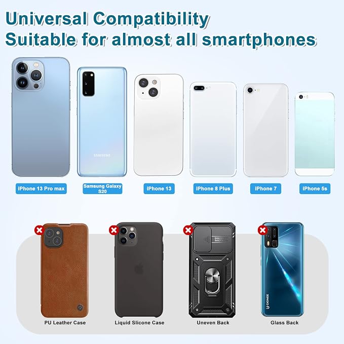 SHANSHUI 4-in-1 Phone Card Holder: Premium Silicone Wallet for ID, Drivers License, Credit Cards - Fits All Mobile Phones