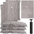 6-Pack Vacuum Seal Bags for Clothing Home – Fabric Storage Bags with Manual Pump | 2 Medium, 2 Large, 2 Jumbo | Reusable Packing Cubes for Travel, Carry-On Luggage & Home Organization(Gery-2M＆2L＆2J)