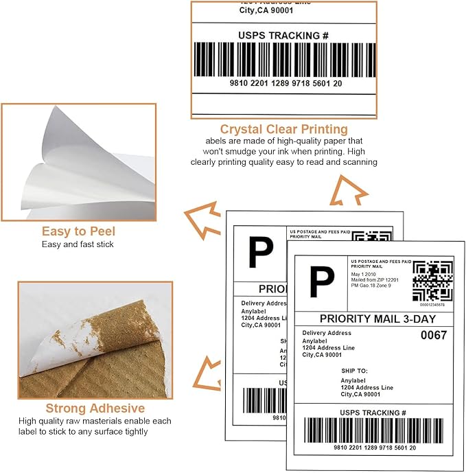Full Sheet Labels 8.5 X 11, White Matte Sticker Paper, Laser/Inkjet Printing, 1000 Sheets, 1000 Labels, 1 Up Shipping Mailing Address Storage Bin Labels Stickers 8-1/2" x 11"
