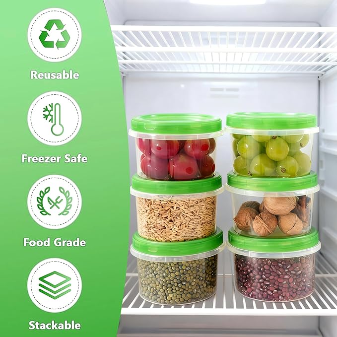Airtight Food Storage Containers, 6 Pack 16 Oz, Leakproof, BPA-Free, Stackable Kitchen & Pantry Organizers for Dry Food, Meal Prep, Snacks, Leftovers, Microwave, Dishwasher and Freezer Safe