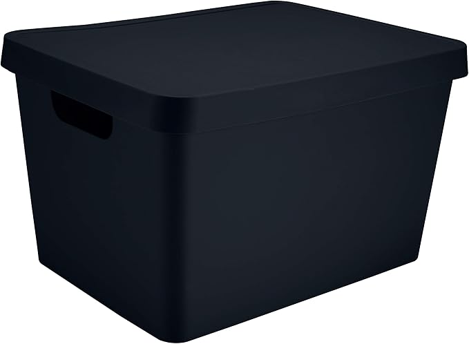 Simplify Large Vinto Storage Box | Stackable | Home Organization | Bathroom | Accessories | Toys | Closet | 2 Handles | Black