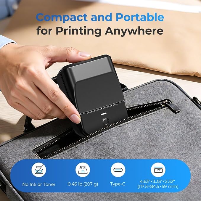 PM240 Label Maker Machine with 3 Tapes, Label Printer Black, Set 1 | 2'' Bluetooth Thermal Sticker Label Maker for Small Business, Home, School, Office Safety Label Maker with Multiple Templates