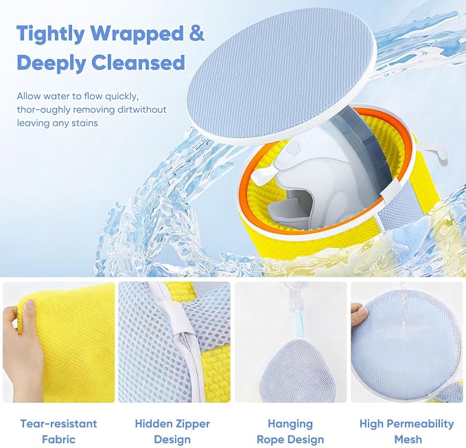 Large Shoe Washing Machine Bags for Sneakers & Tennis Shoes, Yellow 2-Pack | Large Shoe Laundry Bags fit Most Shoe Sizes, Durable Hidden Zippers Keep Shoes Secure, Washer/Dryer Safe for Less Scrubbing