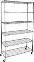 WDT NSF Certified Storage Shelves on Wheels, Heavy Duty Metal Shelves for Storage with Adjustable Stand, 6-Tier Wire Shelving Unit for Garage Pantry Kitchen Shelf Rack(17" W*47" D*80" H), Black
