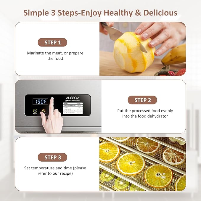 Commercial Large 12 Trays Food Dehydrator, Usable Area up to 22.67ft², 1200W Full Stainless Steel Dryer Machine, up to 190℉ Temperature, for Meat, Fruit, Veggies, Beef, Herbs, Pet Foods