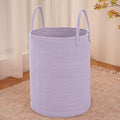 JMvicyroam Large Woven Laundry Basket Hamper,100L Cotton Rope Storage Bin for Blankets,Toys and Clothes,Decorative Tall Nursery Hamper for Living Room,Baby Nursery,Bathroom and Bedroom,Purple
